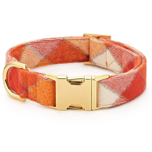 Pumpkin Spice Plaid Flannel Fall Dog Collar