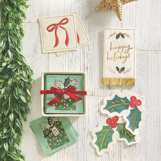 Red Bow Holiday Cocktail Napkins