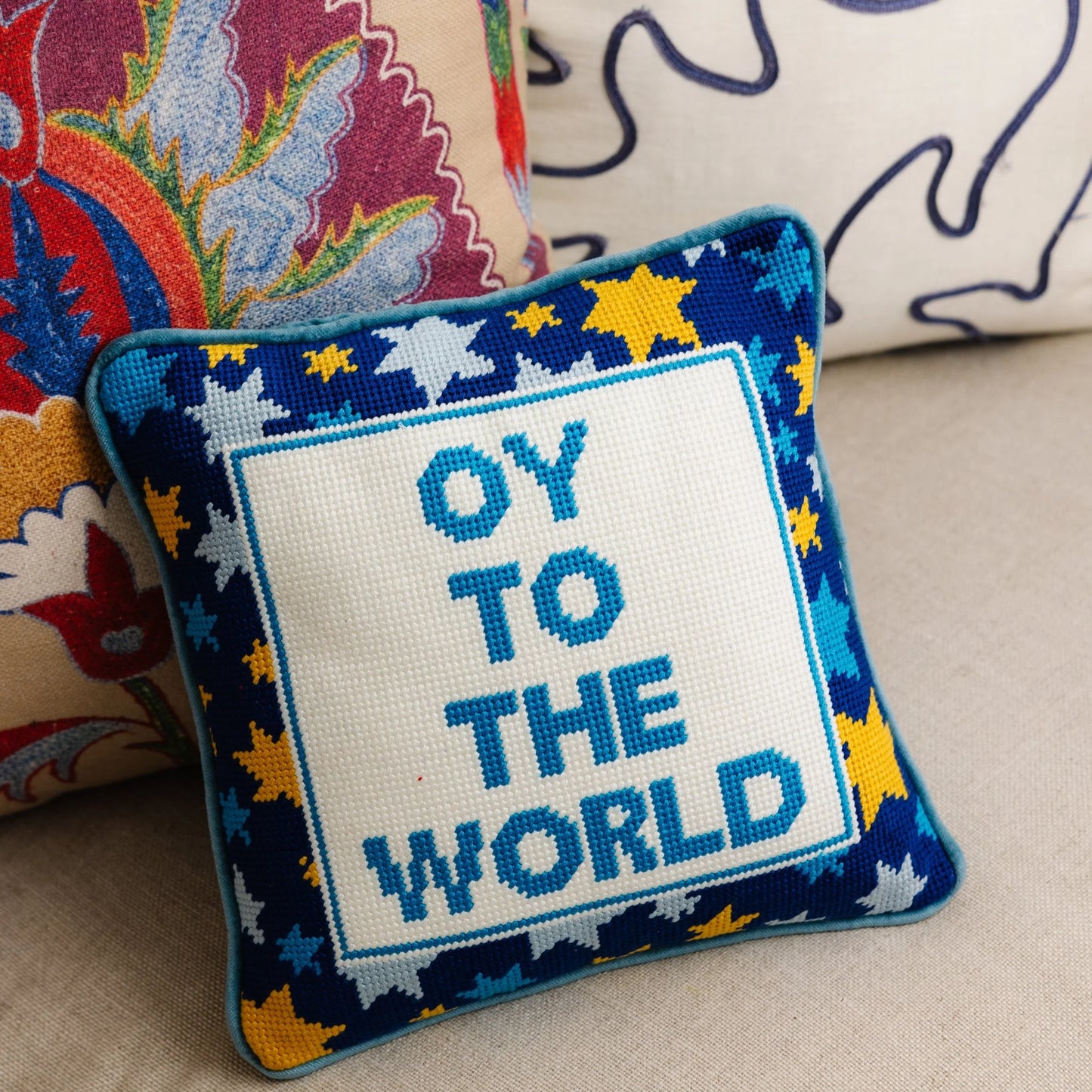 Oy To The World! Needlepoint Pillow