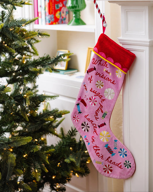 Sugarplums Embroidered Christmas Stocking