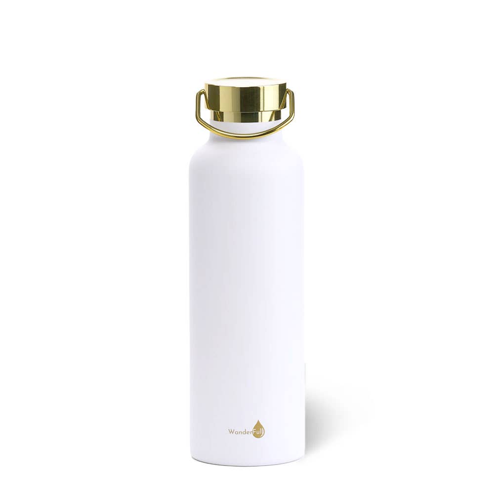 White + Gold Insulated Water Bottle