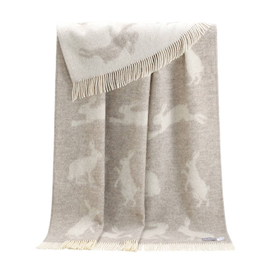 Hares Soft Brown Pure Wool Throw