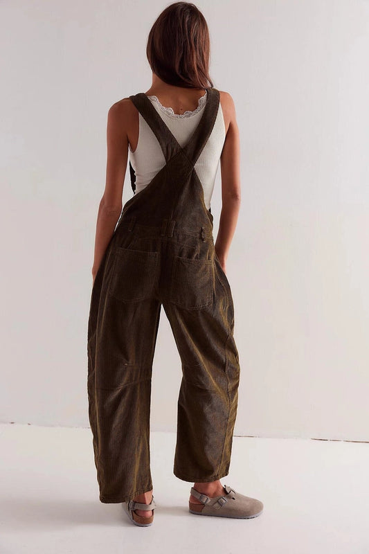 Barrel Leg Corduroy Overalls