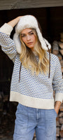 The Lodge Sweater In Ivory/Blue Birdseye
