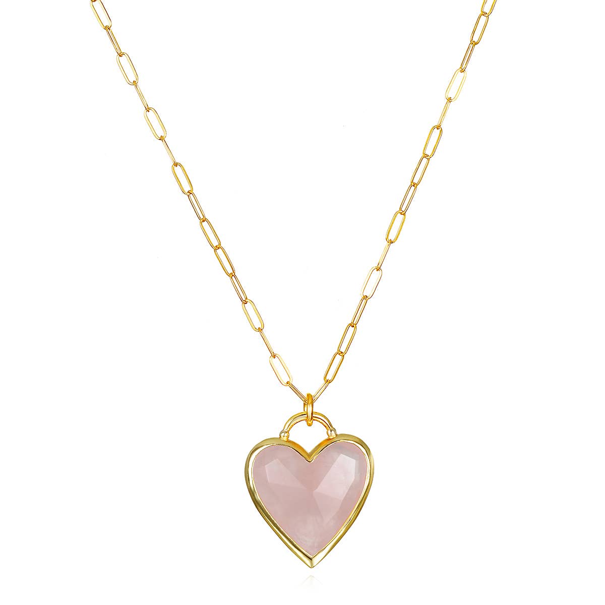 Rose Quartz Framed Heart Necklace