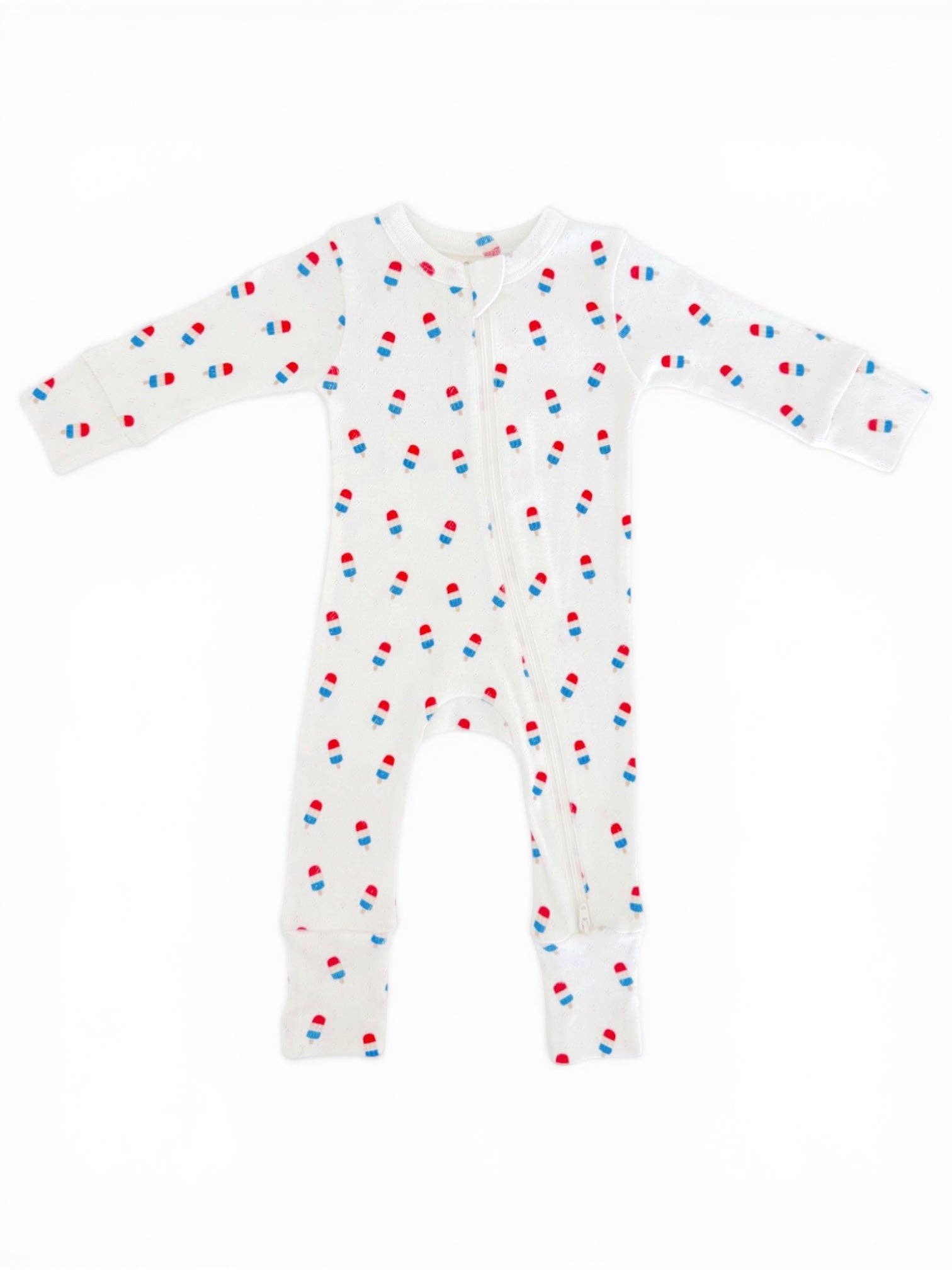 Popsicle Print Organic Pointelle 2-Way Zip Romper
