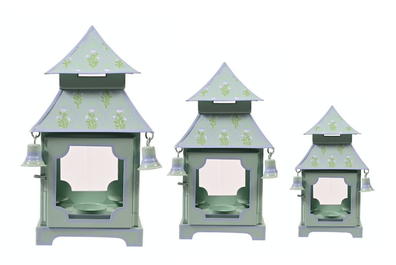 Sage Green & Lavender Tulip Pagoda Lantern