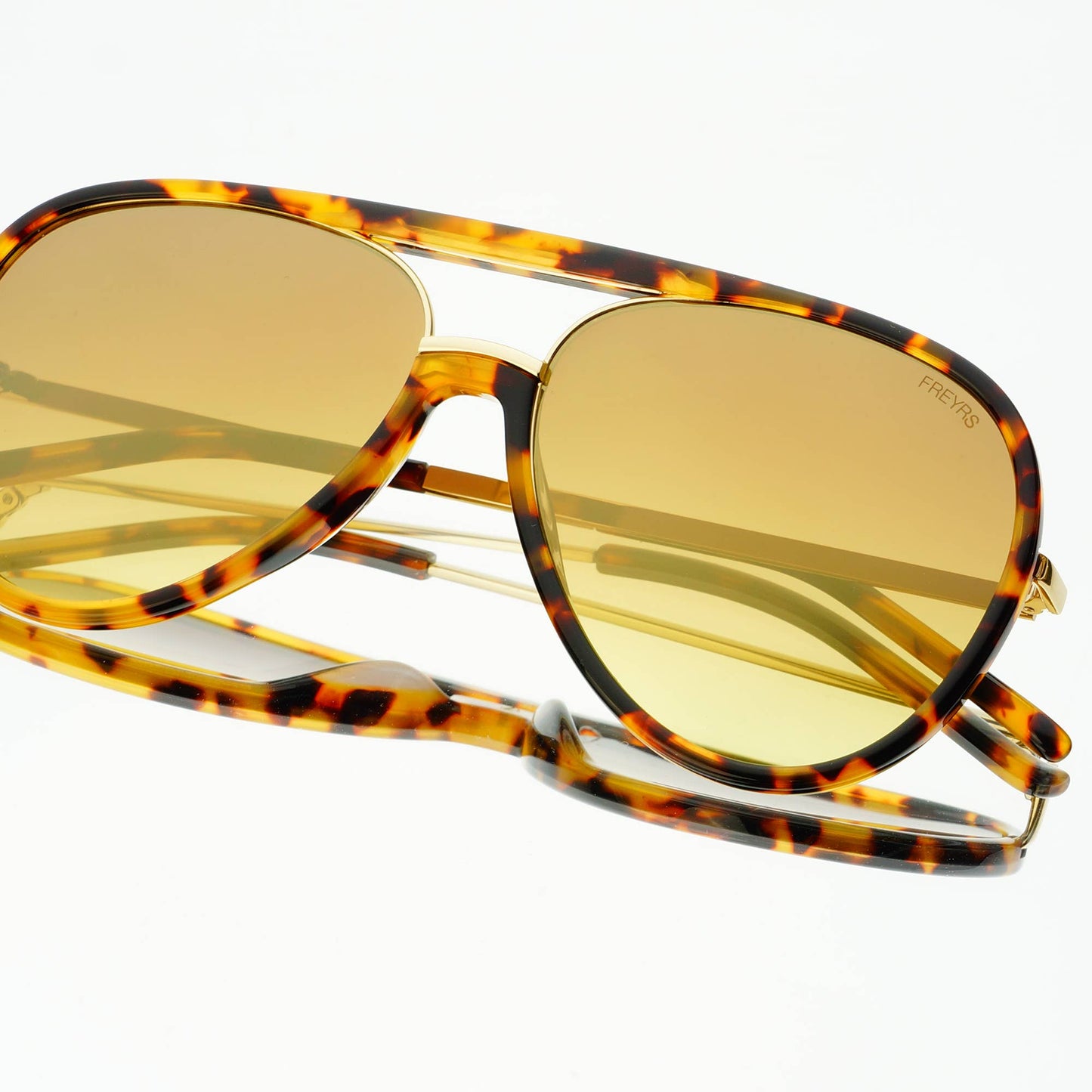 Shay Tortoise + Gold Mirror Unisex Aviator Sunglasses