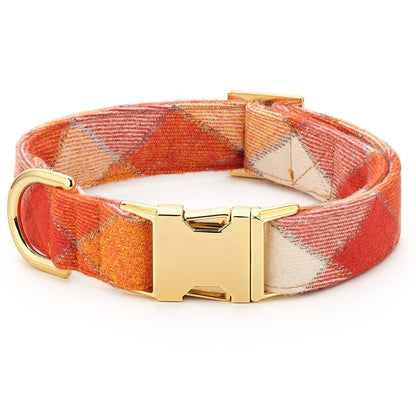 Pumpkin Spice Plaid Flannel Fall Dog Collar