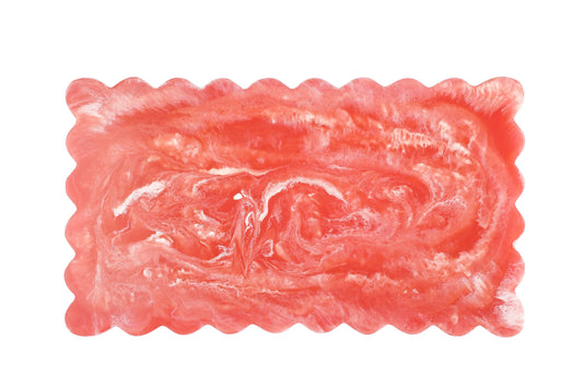 Scalloped Pink Rectangular Resin Cheese Board