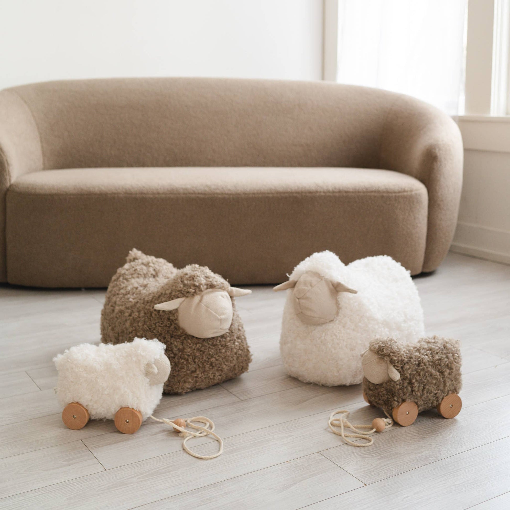 Button The Pull-Along Sheep in Taupe