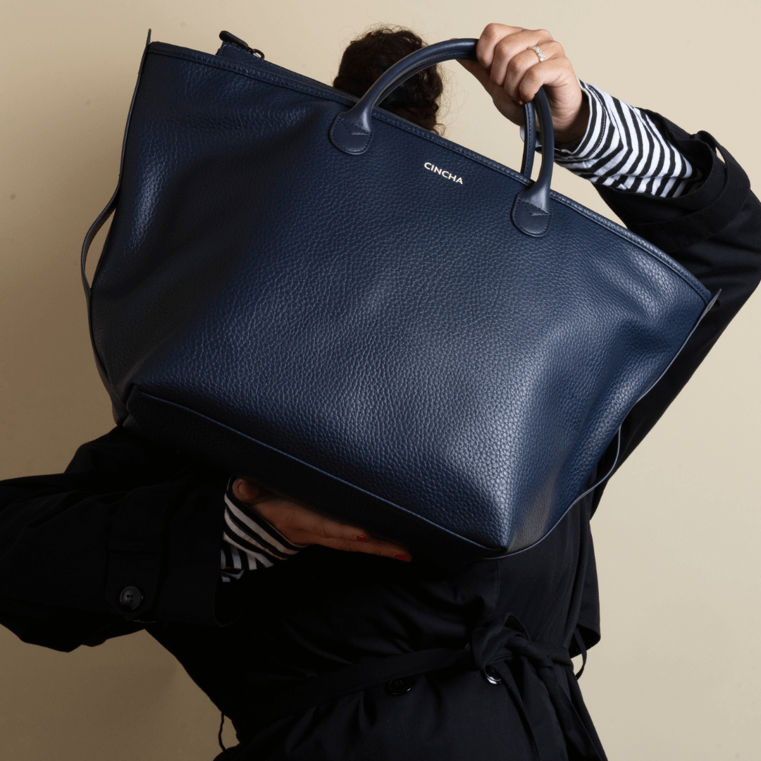 The Vegan Leather Go-Tote By Cincha In Navy