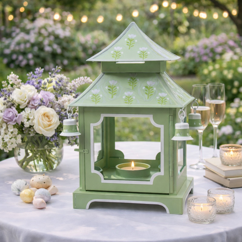Sage Green & Lavender Tulip Pagoda Lantern