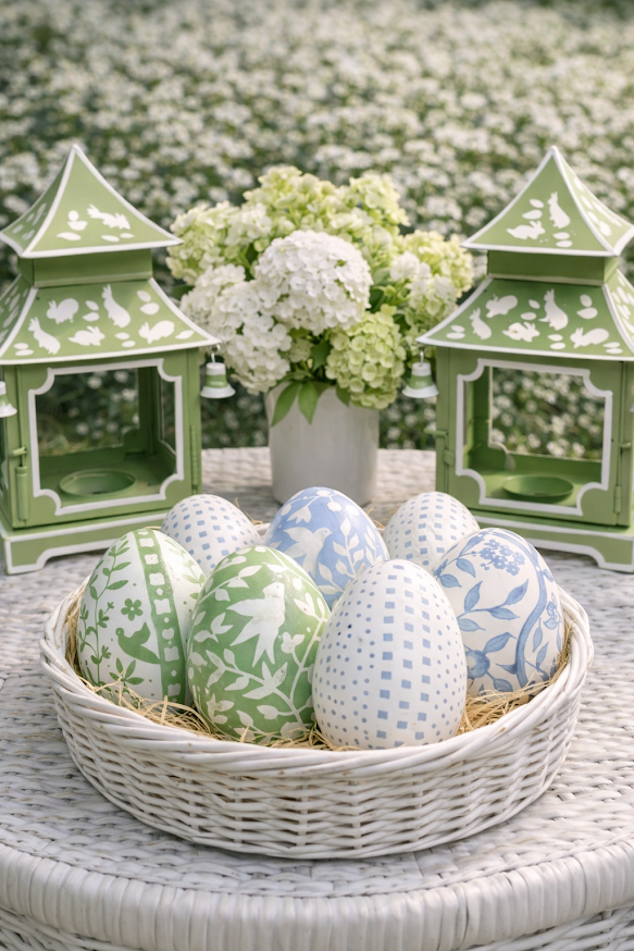 Soft Green And White Chinoiserie Egg
