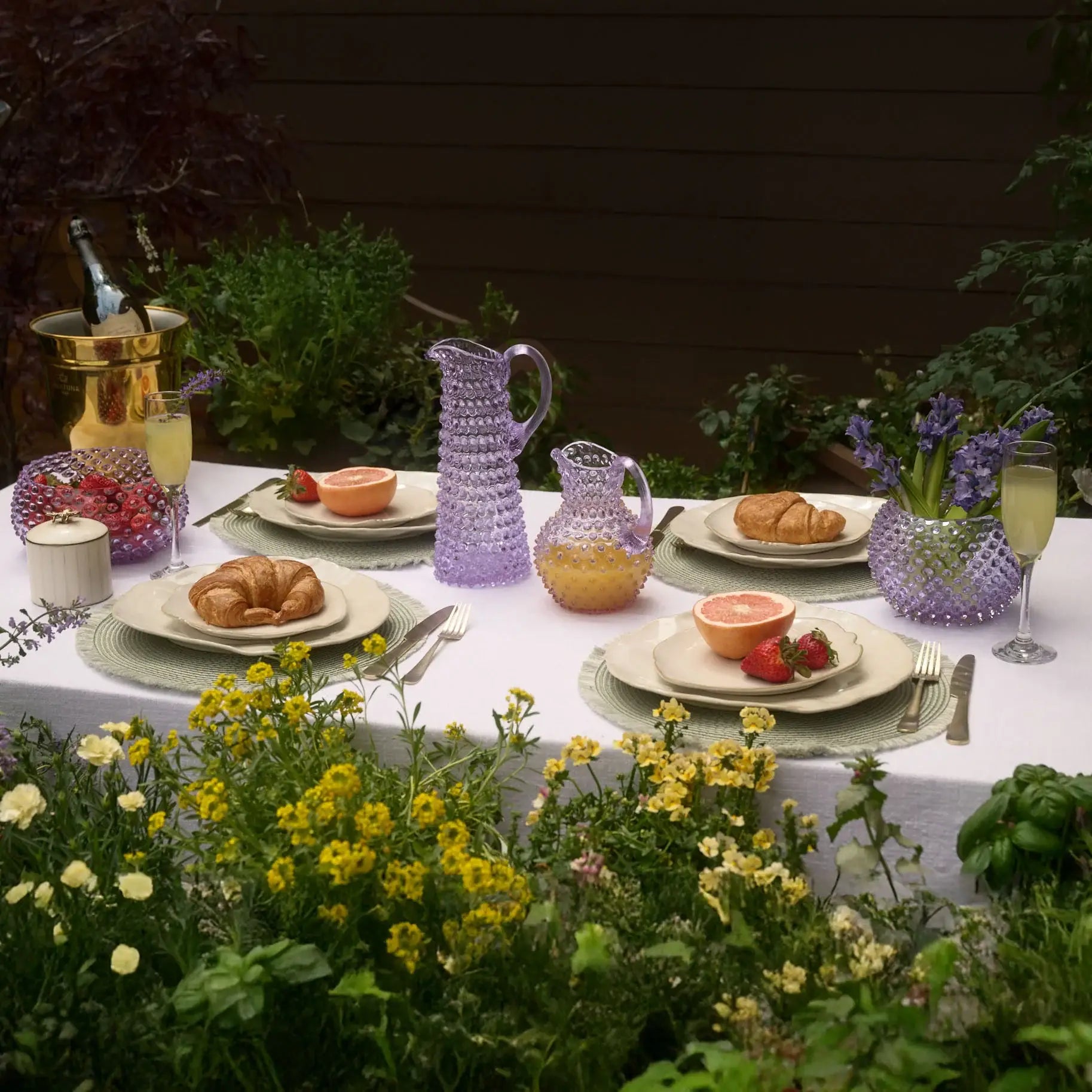 Large Hobnail Glass Bowl | Lilac Bloom