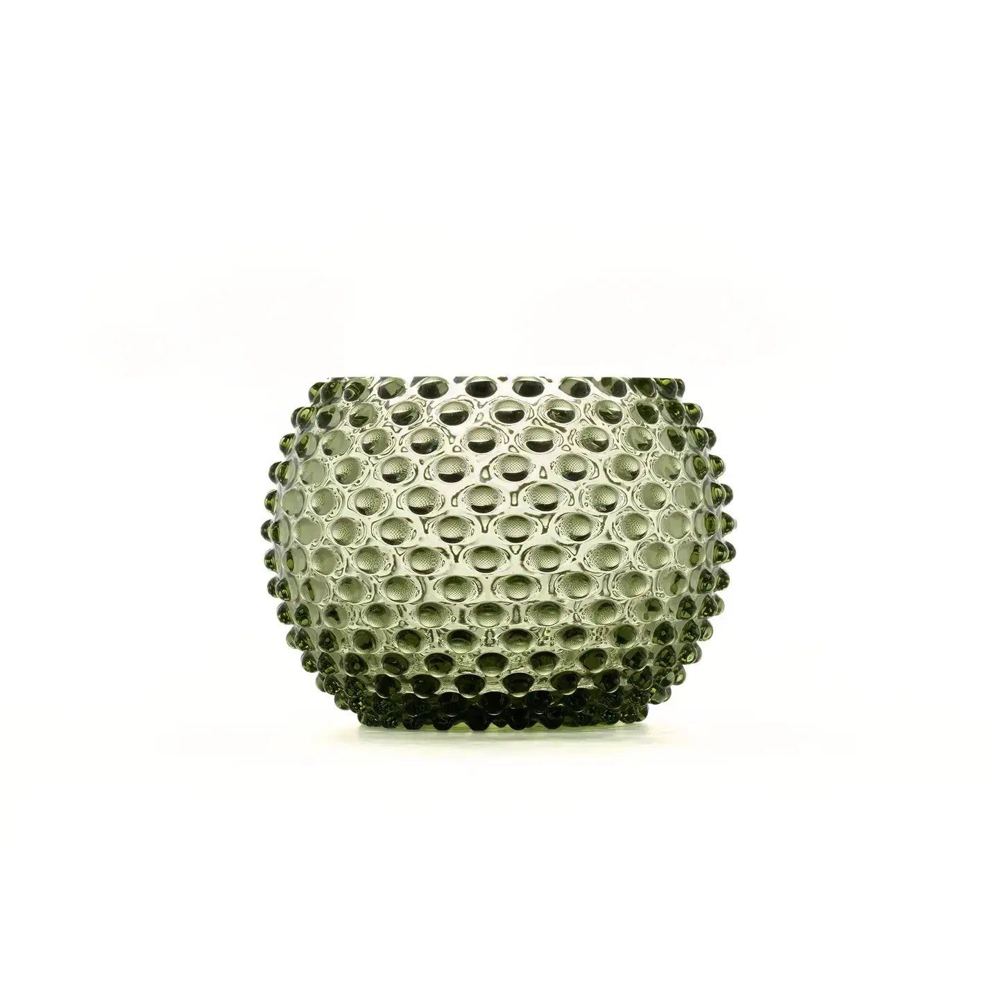 Large Handblown Hobnail Vase - Moss Green