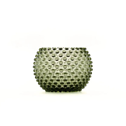 Large Handblown Hobnail Vase - Moss Green
