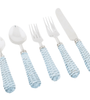 LIGHT BLUE BASKETWEAVE FLATWARE SET