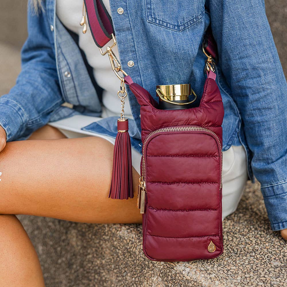 Dark Cherry HydroBag® with Cherry and Black Striped Strap