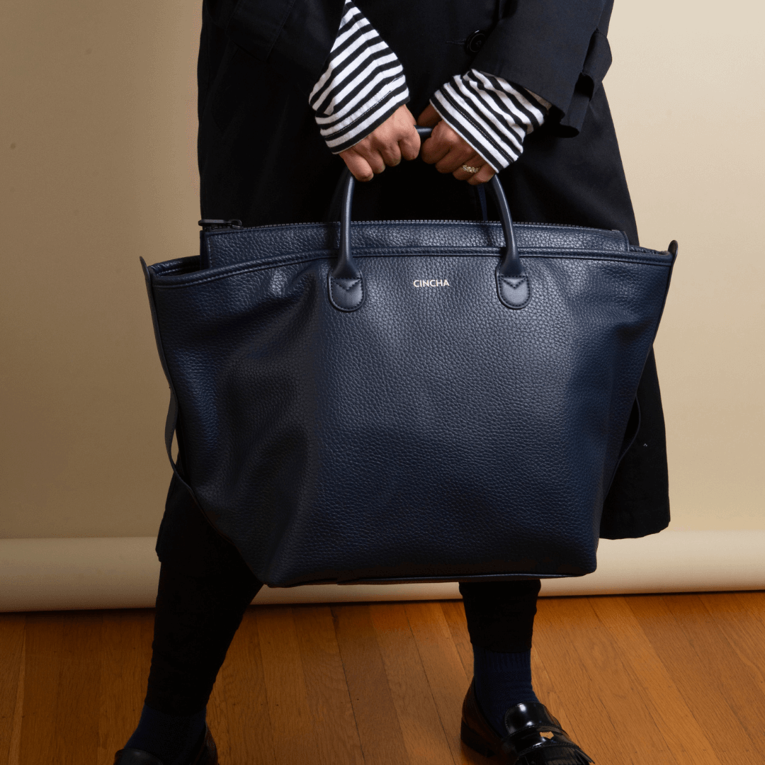 The Vegan Leather Go-Tote By Cincha In Navy