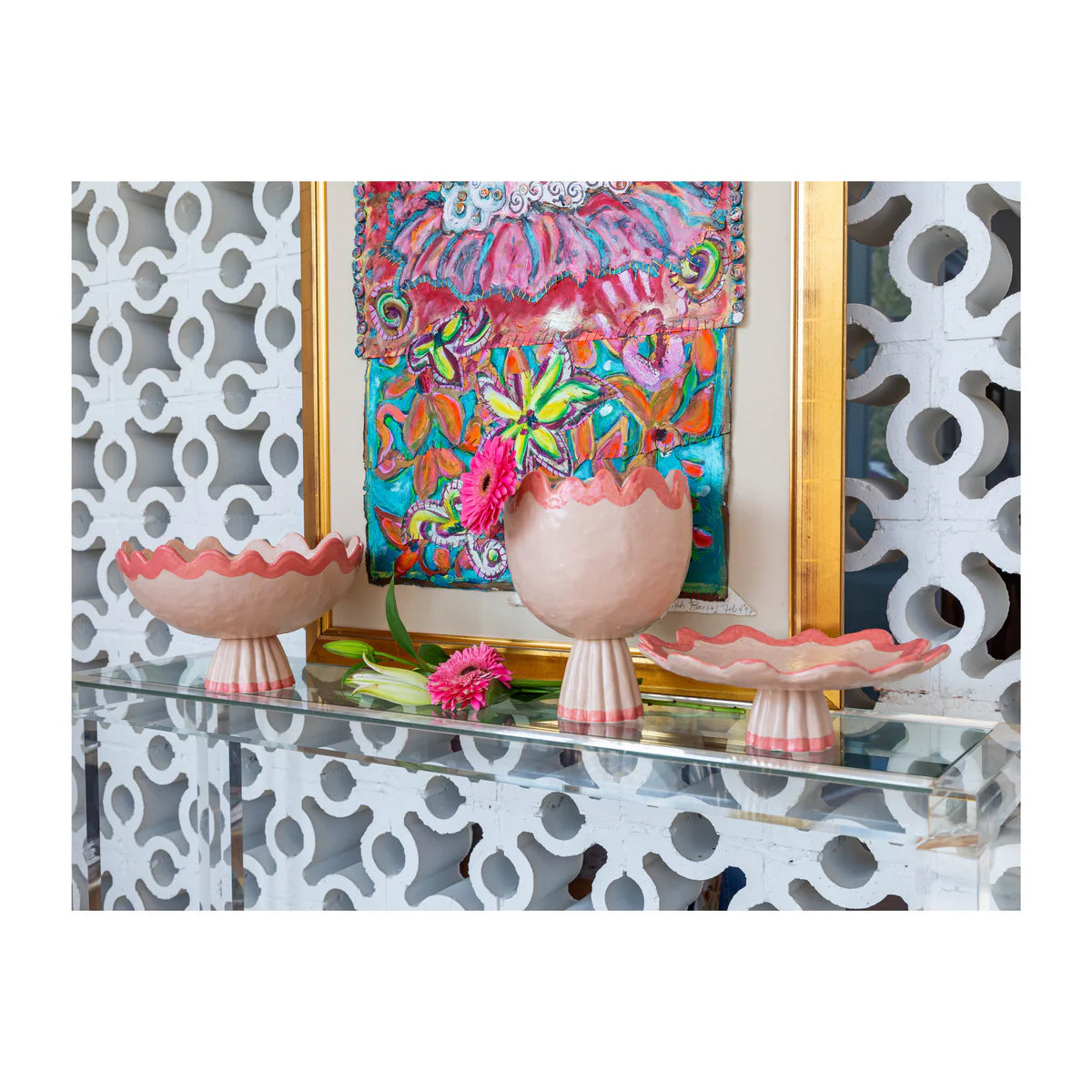 Pink & Red Rickrack Small Cachepot
