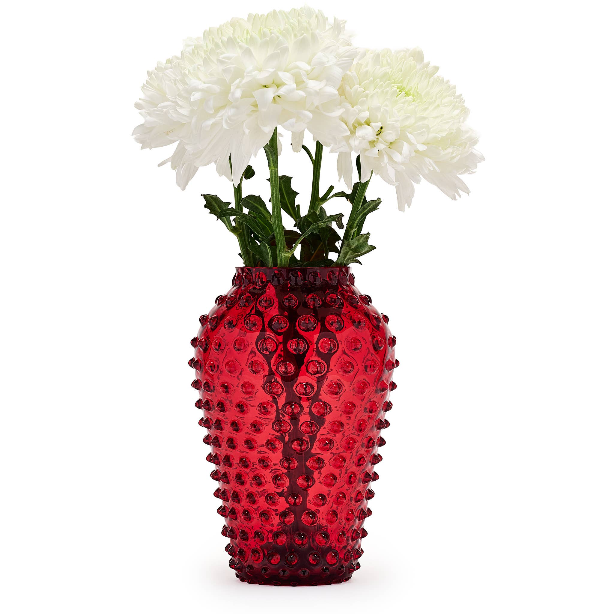 Holly Berries Hobnail Vase