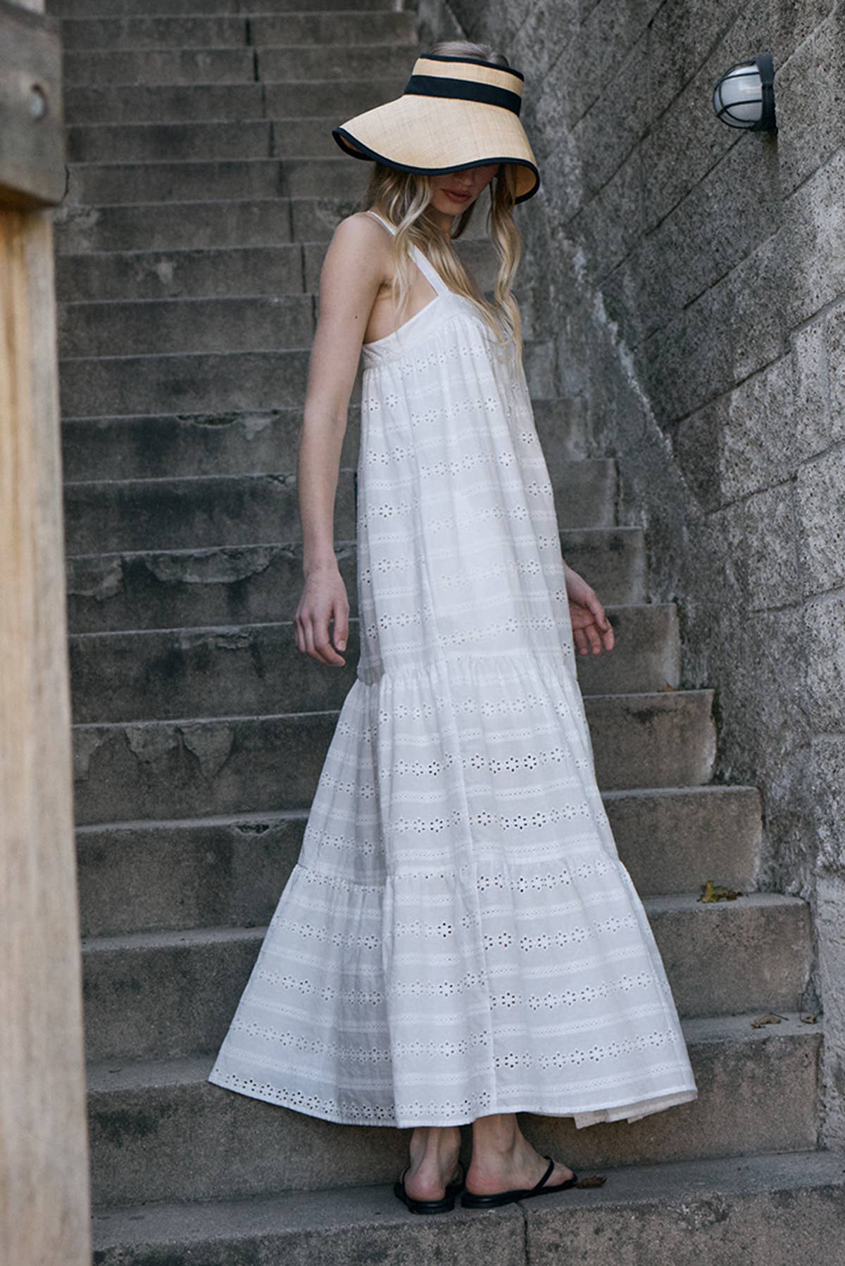 Tiered Eyelet Maxi Dress