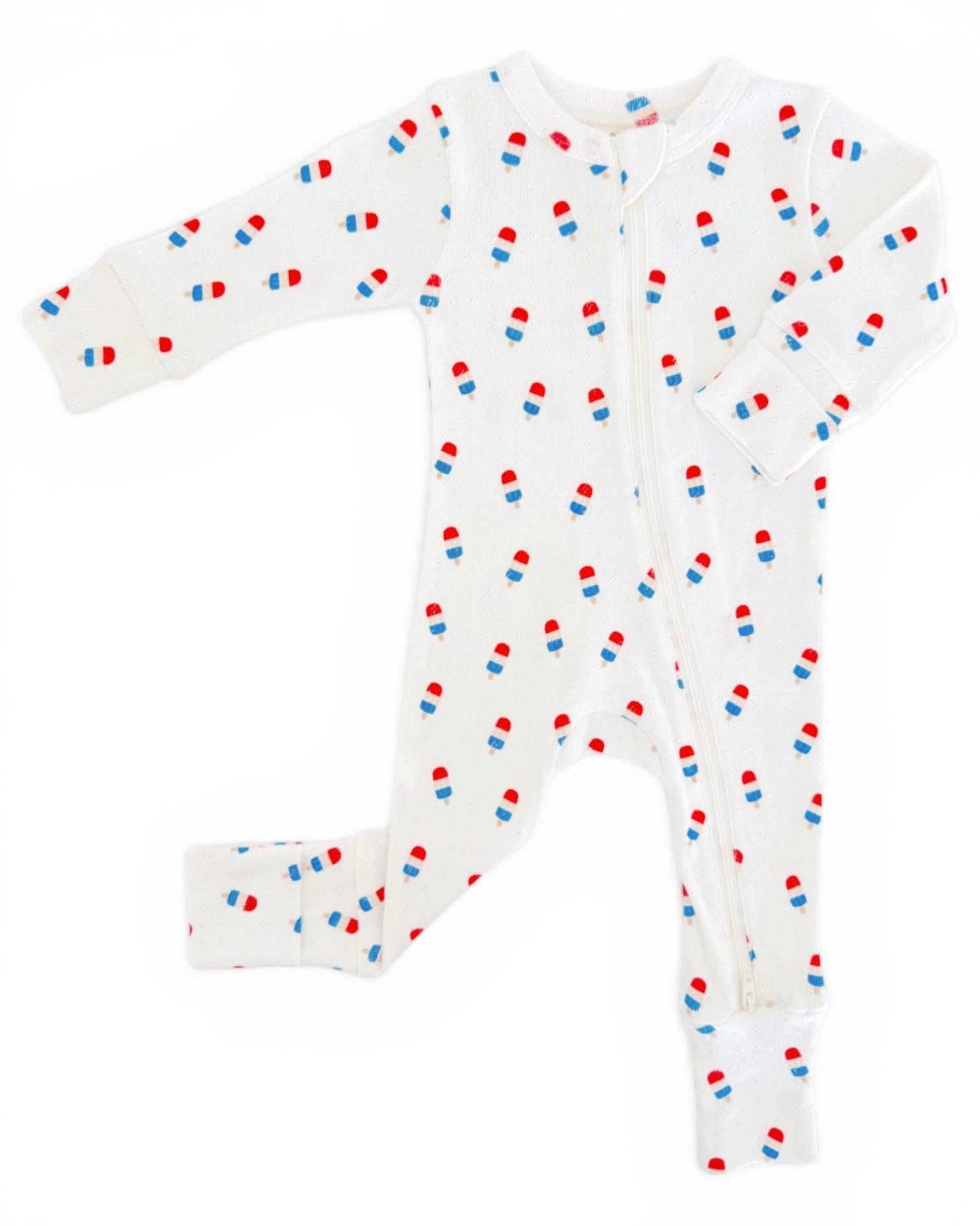 Popsicle Print Organic Pointelle 2-Way Zip Romper