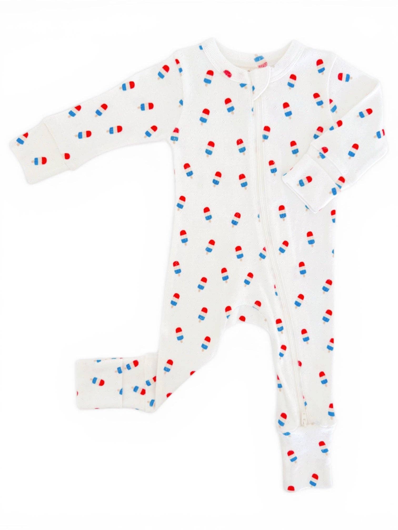 Popsicle Print Organic Pointelle 2-Way Zip Romper