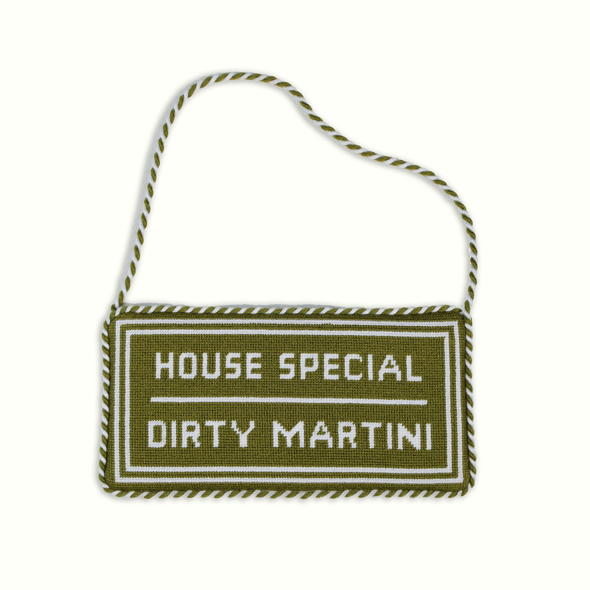 House Special Dirty Martini Needlepoint Door Hanger