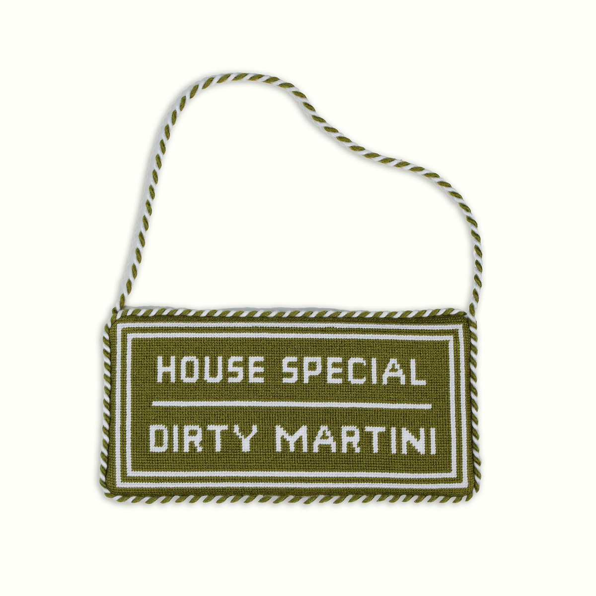 House Special Dirty Martini Needlepoint Door Hanger