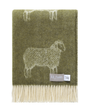 Sheep Mossy Green Pure Wool Throw
