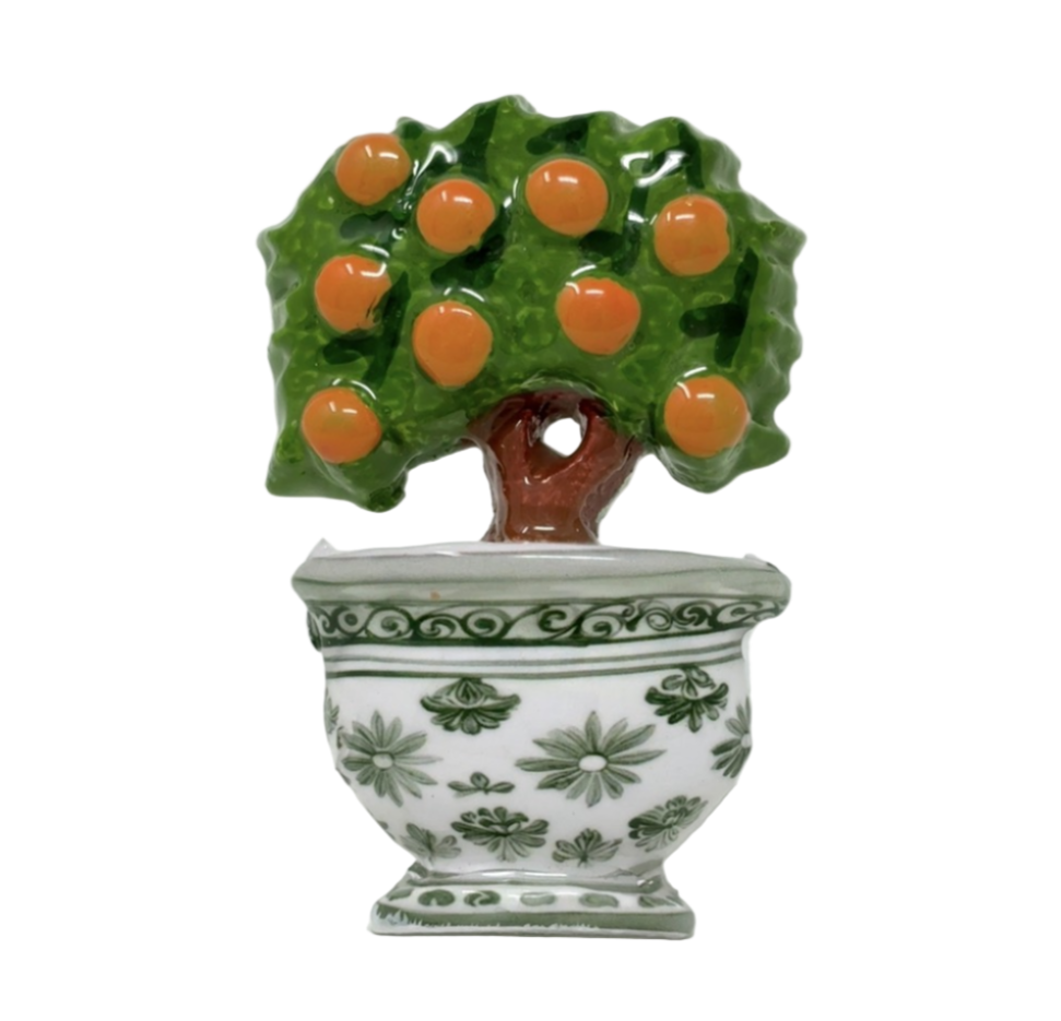 Green Cachepot Orange Topiary Napkin Ring