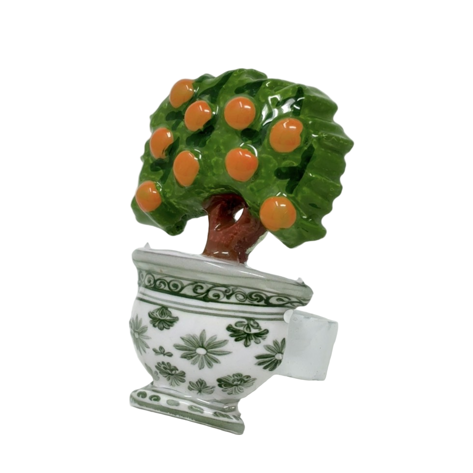 Green Cachepot Orange Topiary Napkin Ring