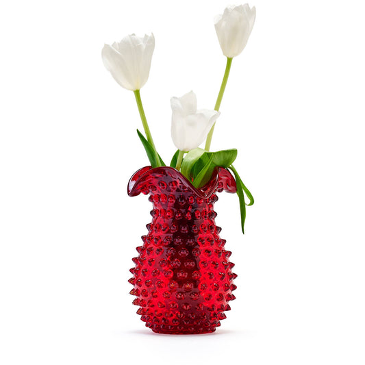 Holly Berries Hobnail Petal Vase