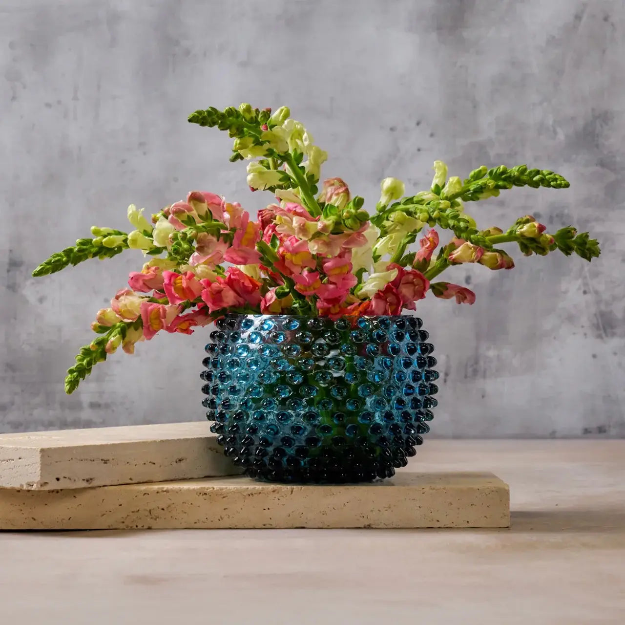 Large Handblown Hobnail Vase - Midnight Blue