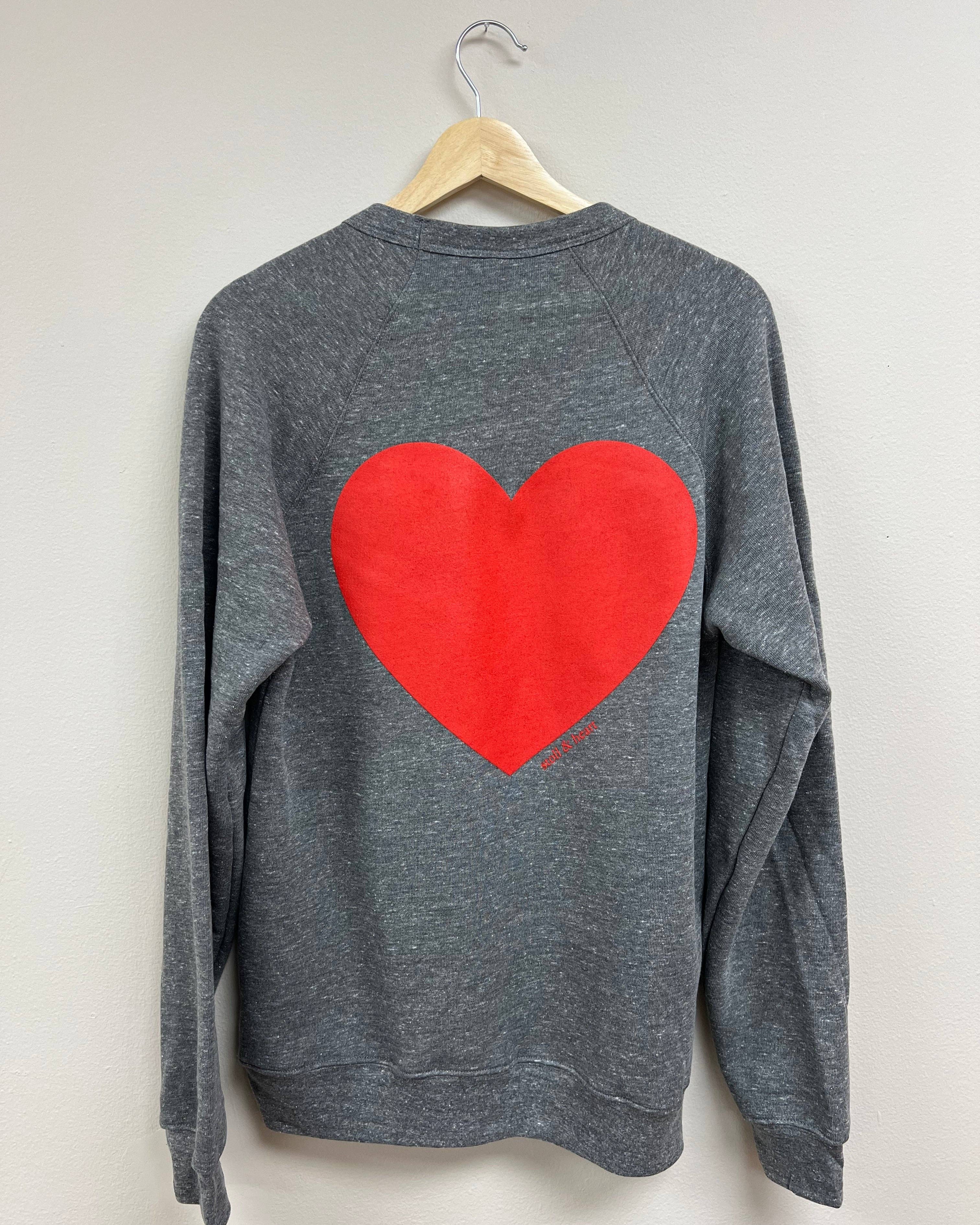 Share The Love Sweatshirt - Heather Grey w/Red Heart
