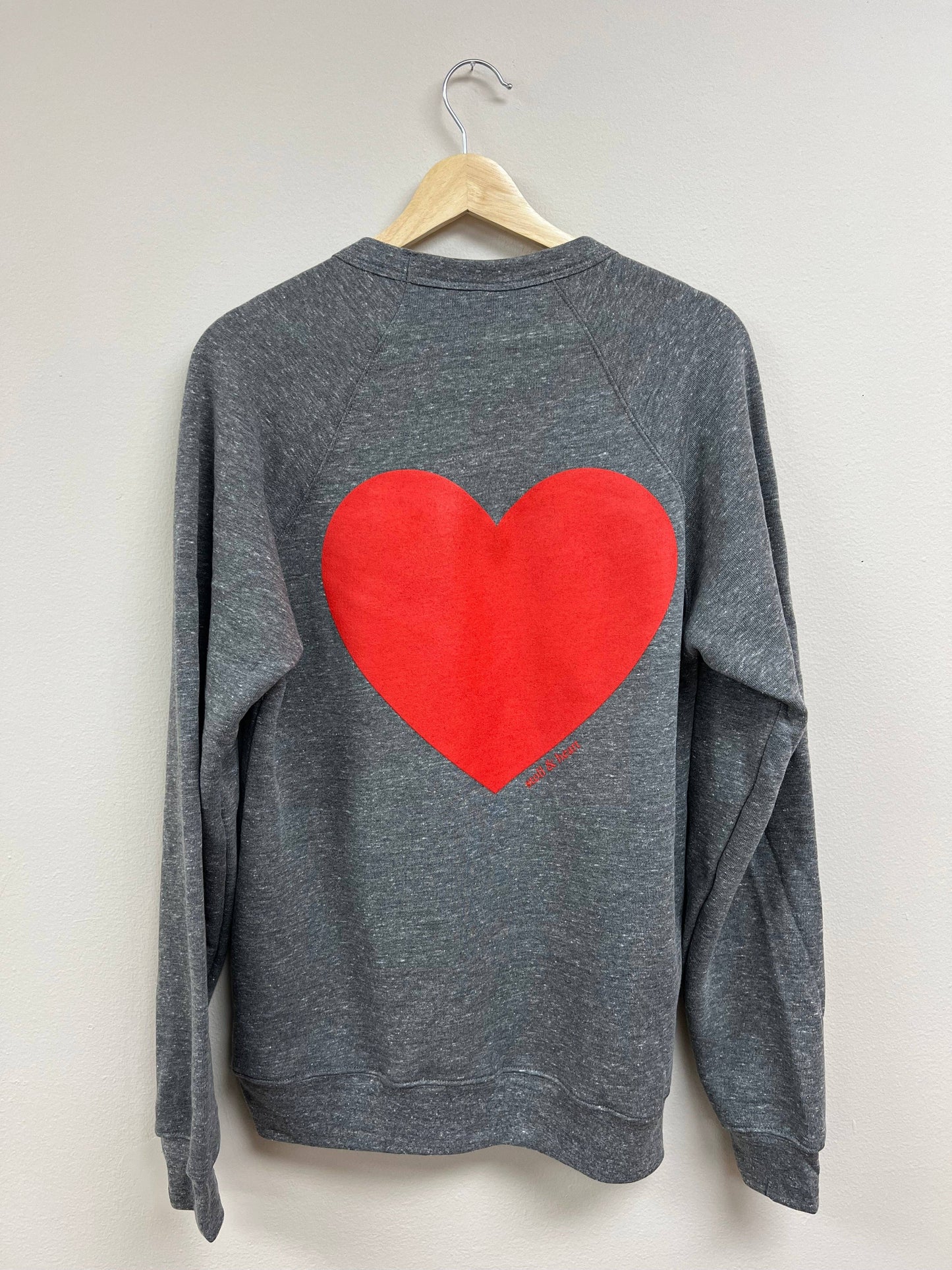 Share The Love Sweatshirt - Heather Grey w/Red Heart