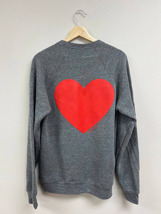 Share The Love Sweatshirt - Heather Grey w/Red Heart