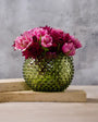 Large Handblown Hobnail Vase - Moss Green