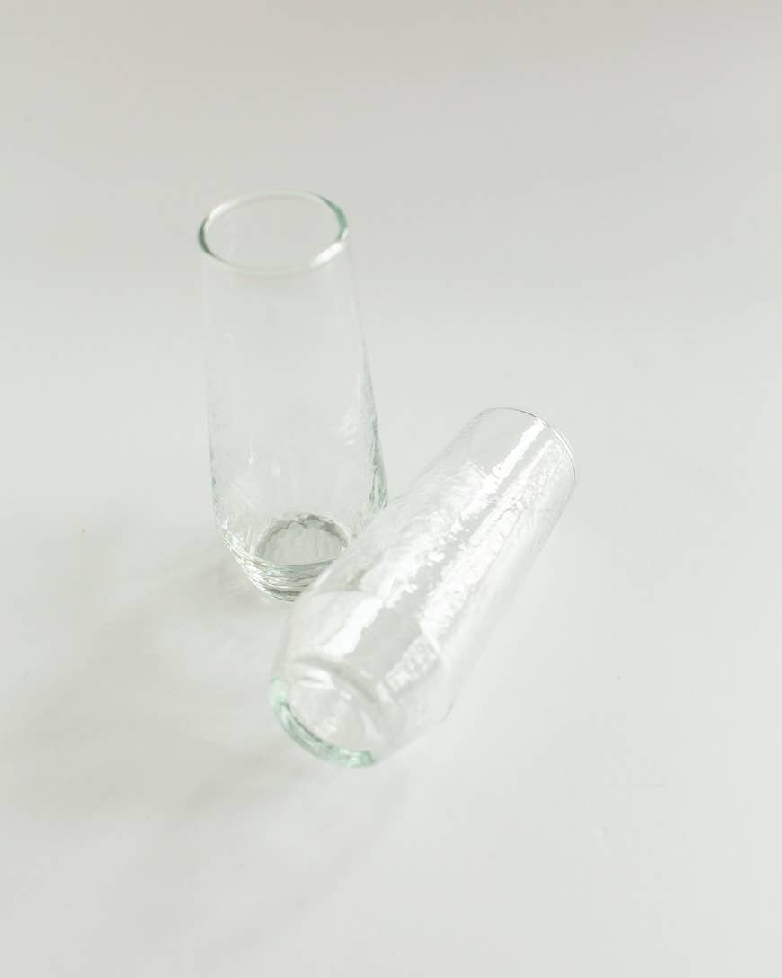 Handblown Hammered Champagne Flutes | Set of 2
