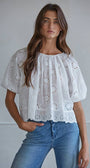Cotton Eyelet Short Sleeve Top