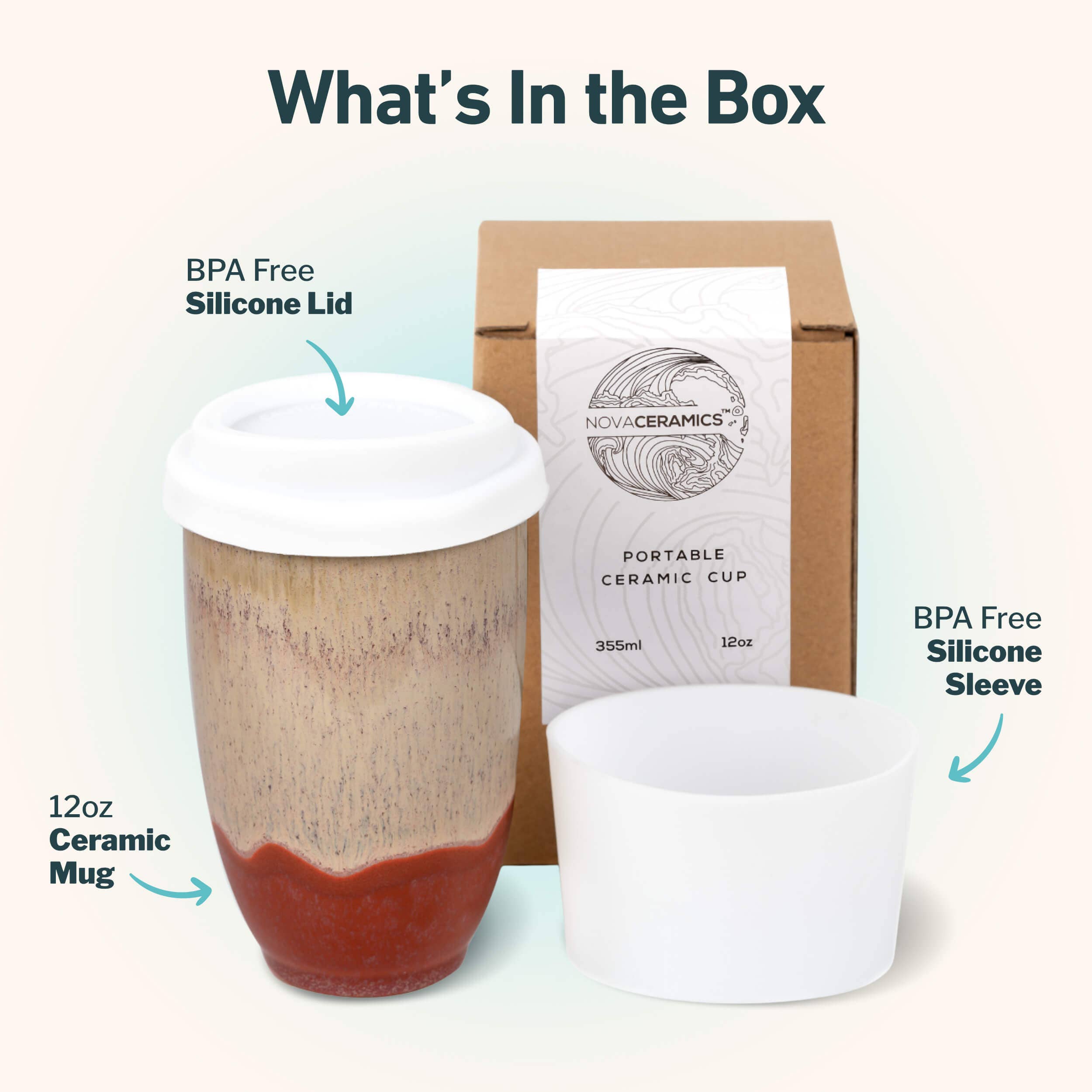 Jupiter Ceramic 12 Oz. Travel Mug with Lid & Sleeve