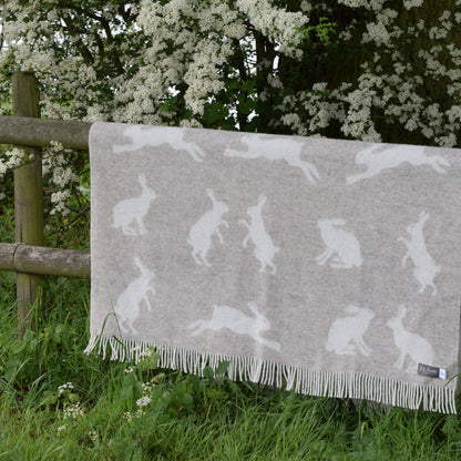 Hares Soft Brown Pure Wool Throw