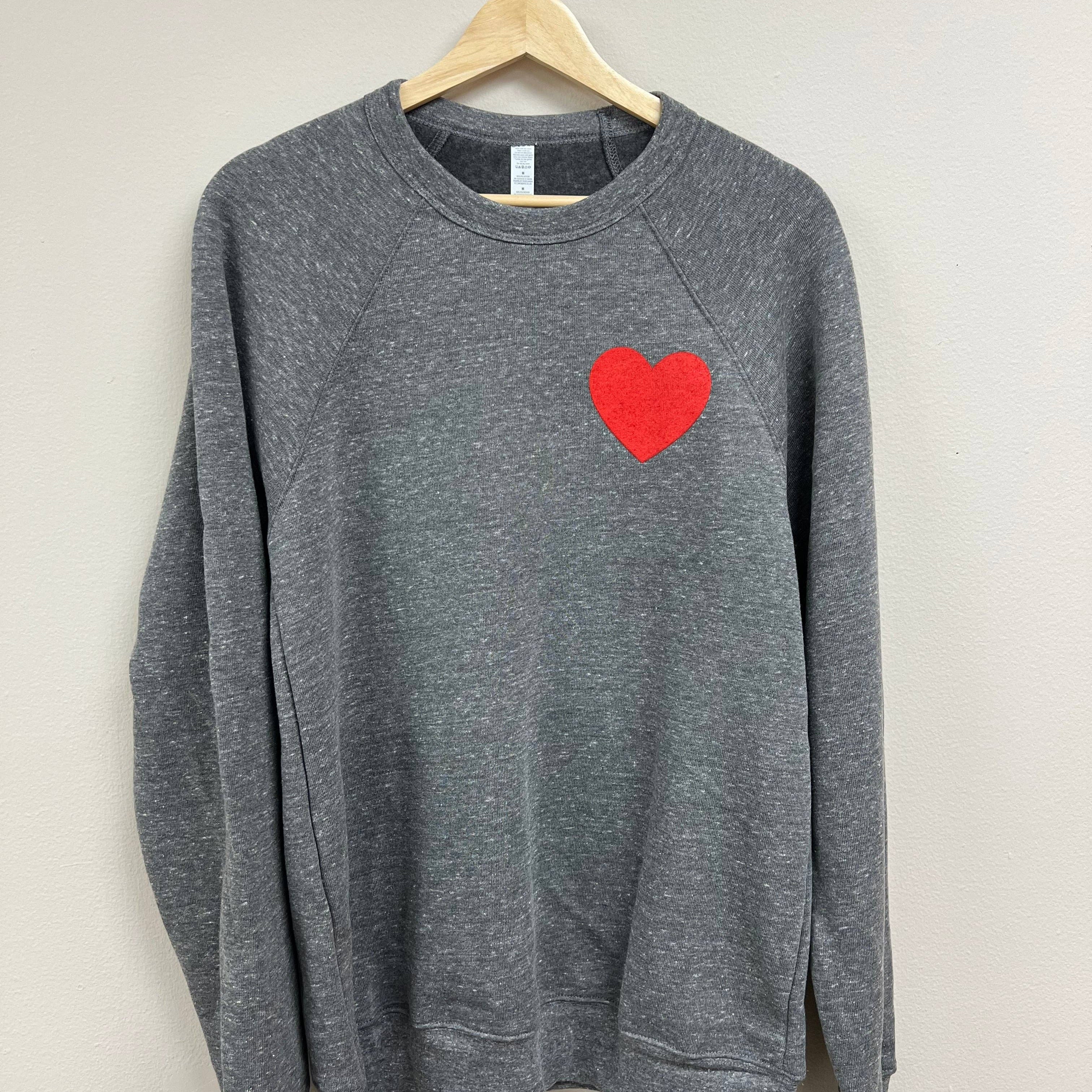 Share The Love Sweatshirt - Heather Grey w/Red Heart