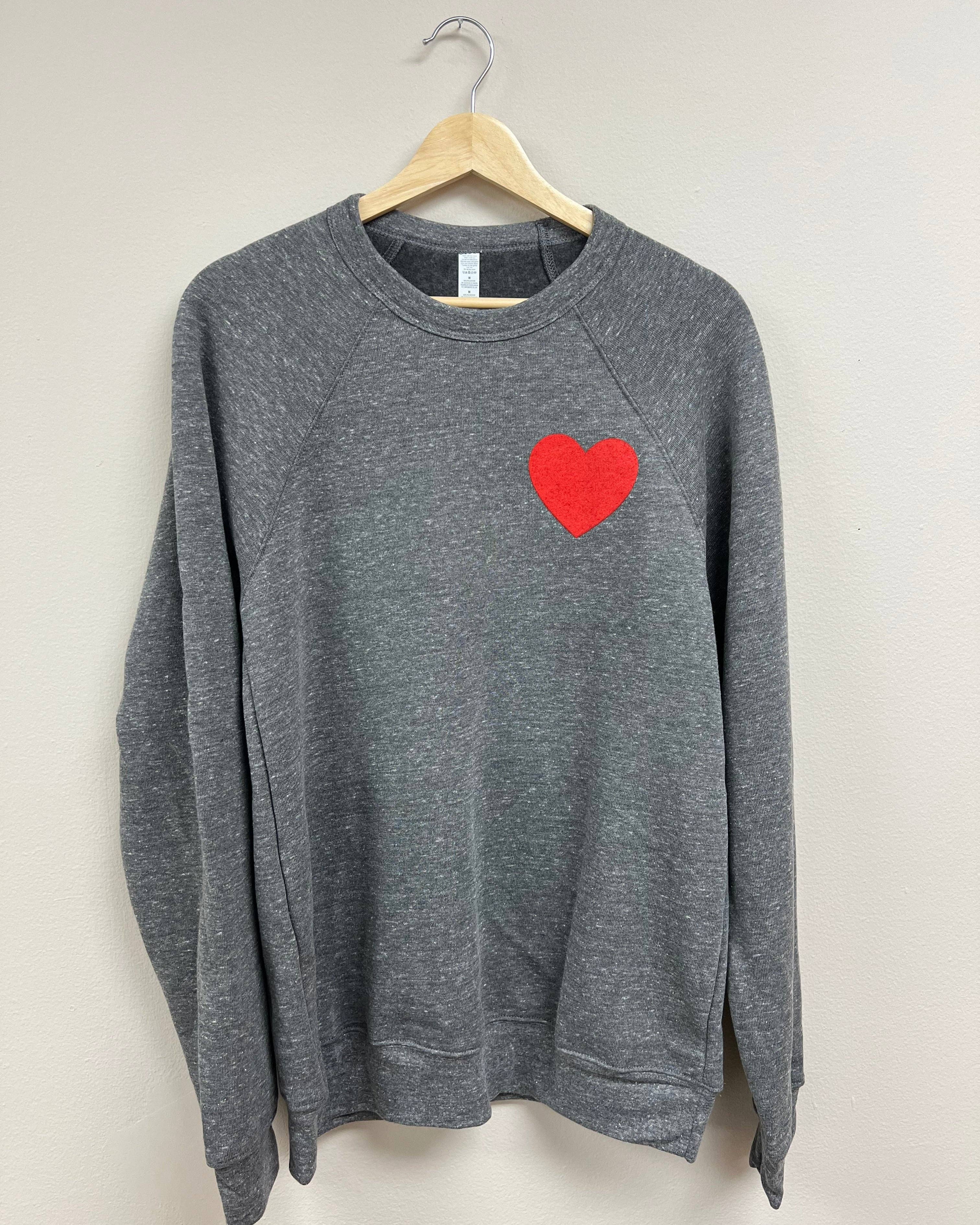 Share The Love Sweatshirt - Heather Grey w/Red Heart