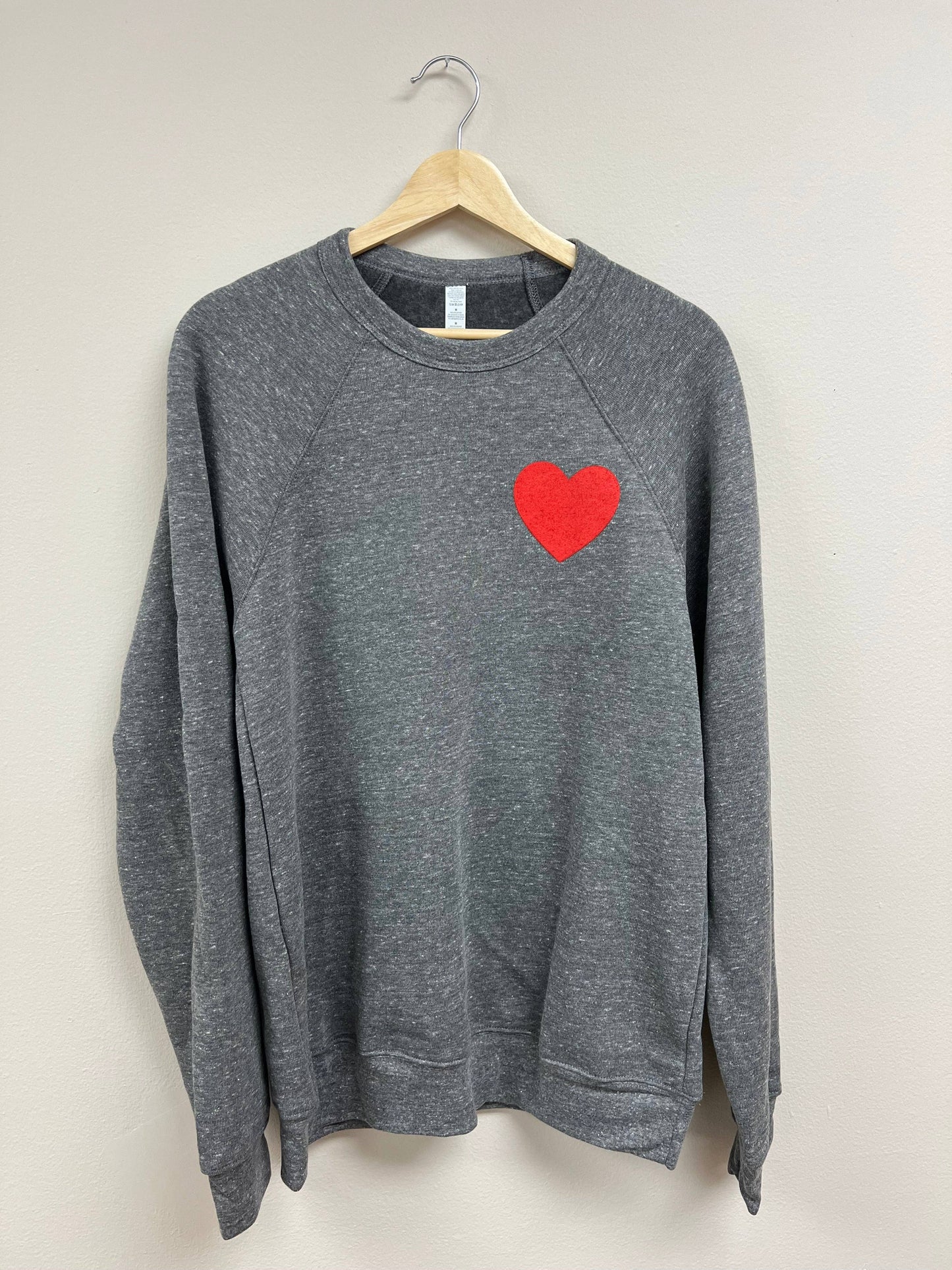 Share The Love Sweatshirt - Heather Grey w/Red Heart