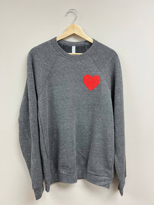 Share The Love Sweatshirt - Heather Grey w/Red Heart