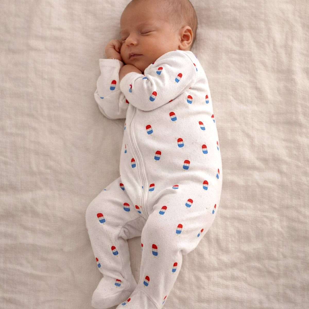 Popsicle Print Organic Pointelle 2-Way Zip Footie
