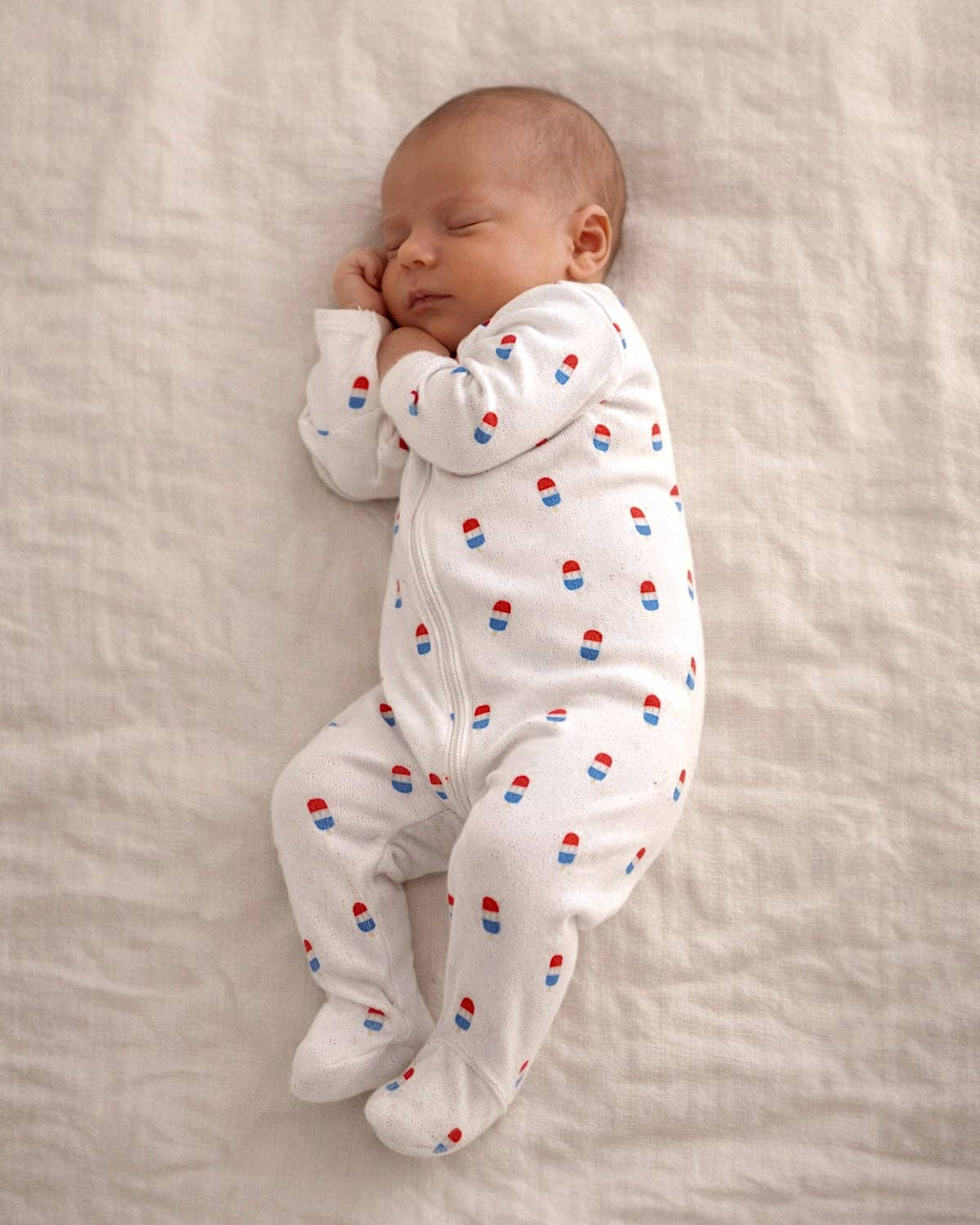 Popsicle Print Organic Pointelle 2-Way Zip Footie